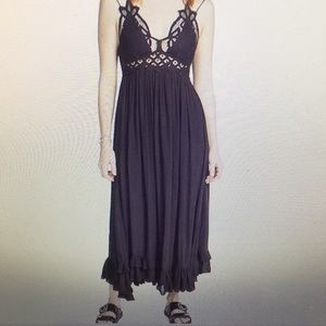NWT Free people Adella Maxi slip dress black